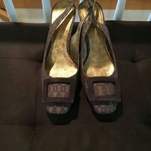 Nine West Pamelo Brown Slingback Heels